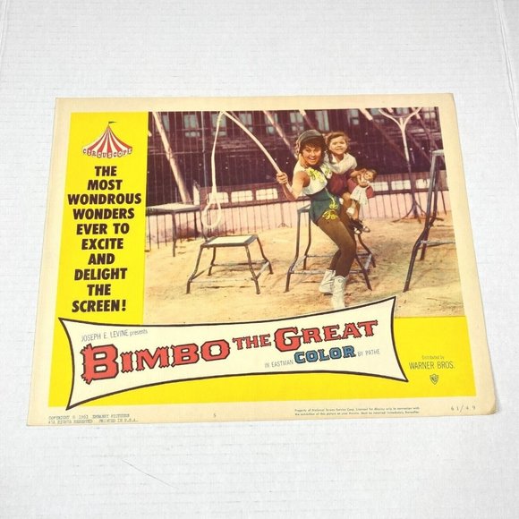 Set of 3 Bimbo the GREAT 1961 Warner Bros Lobby Card Movie Circus Claus Holm - Picture 4 of 12